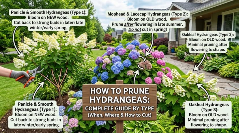 How to Prune Hydrangeas: Complete Guide by Type (When, Where & How to Cut)