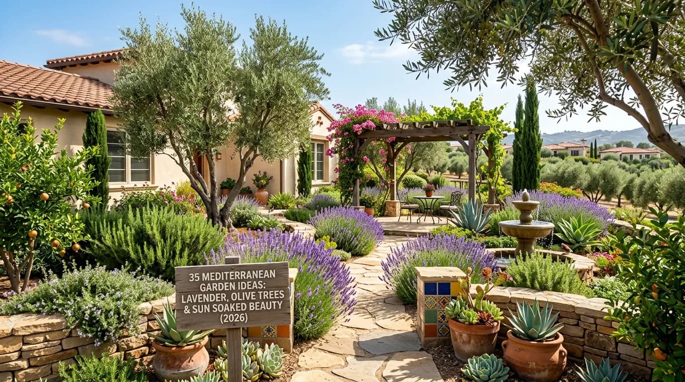 35 Mediterranean Garden Ideas: Lavender, Olive Trees & Sun-Soaked Beauty (2026)