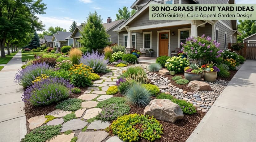 30 No-Grass Front Yard Ideas That Look Better Than Lawn (2026 Guide)