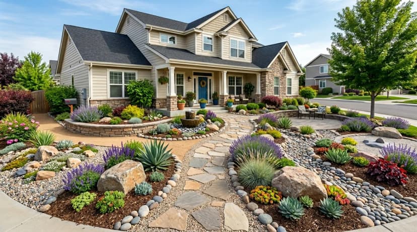 28 Front Yard Landscaping Ideas with Rocks (Low-Water, High-Impact)