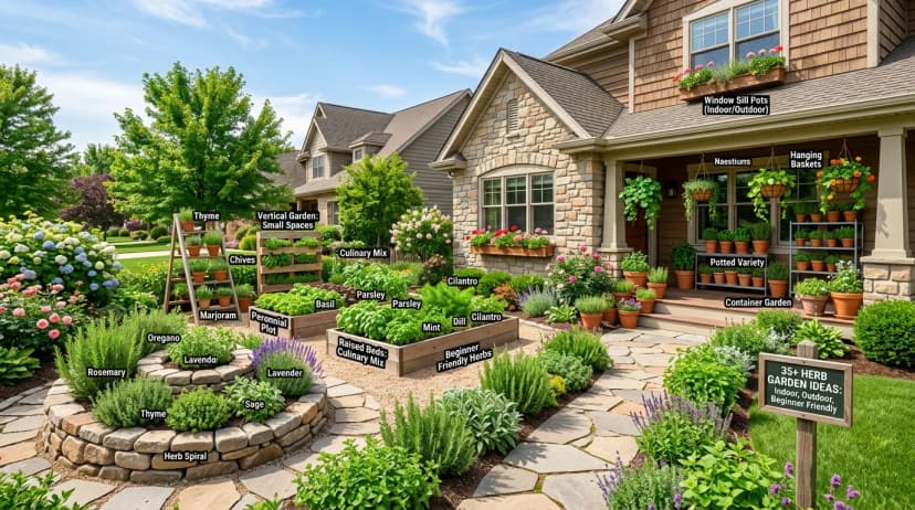 35 Herb Garden Ideas for Every Space (Indoor, Outdoor, Beginner-Friendly)