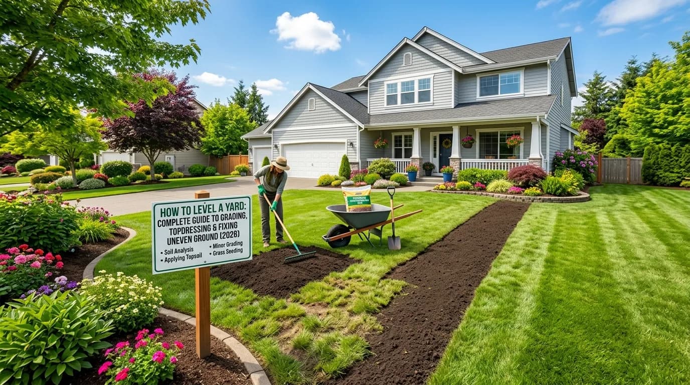 How to Level a Yard: Complete Guide to Grading, Topdressing & Fixing Uneven Ground (2026)
