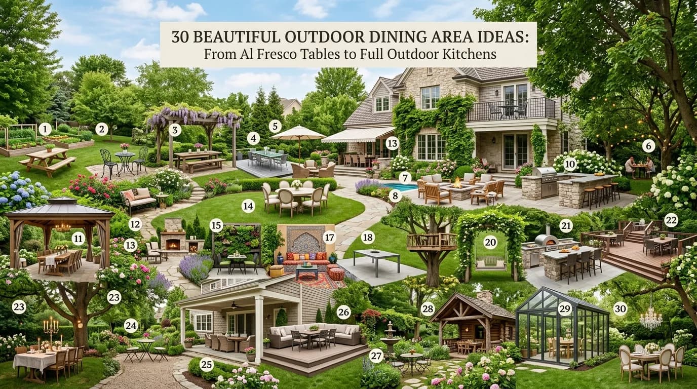 30 Outdoor Dining Area Ideas: From Al Fresco Tables to Full Outdoor Kitchens