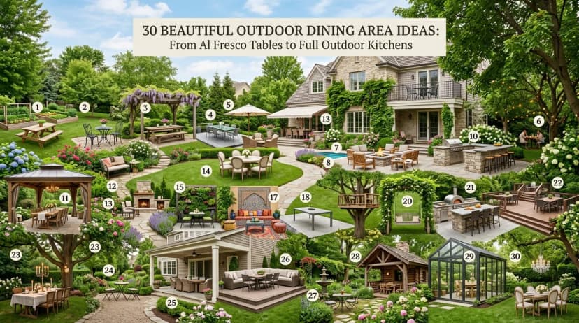 30 Outdoor Dining Area Ideas: From Al Fresco Tables to Full Outdoor Kitchens